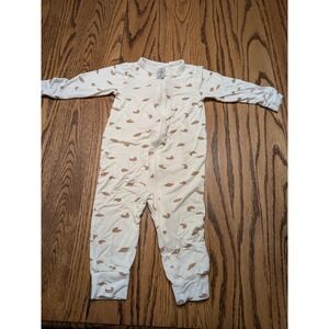 Modern Moments by Gerber Baby 12M Croissant Print Zip Up Sleeper Pajamas Cream